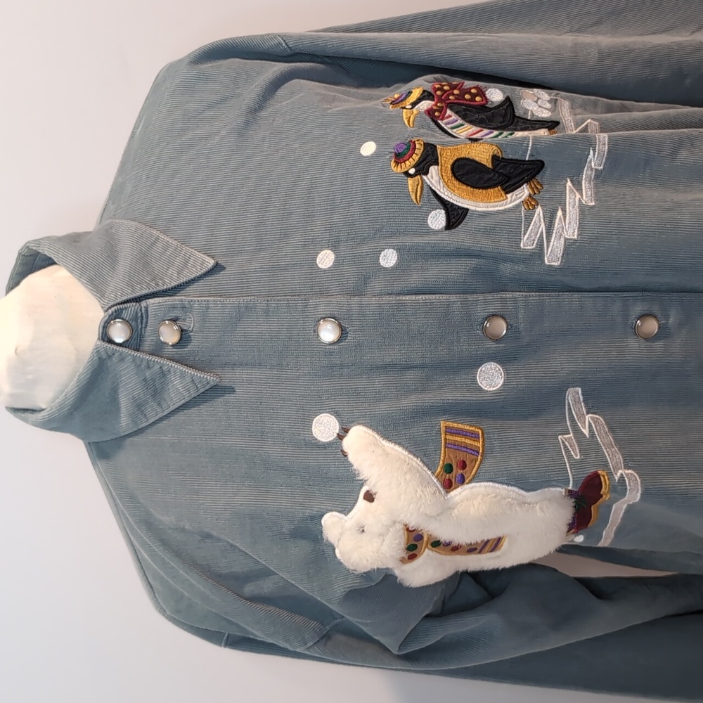 Vintage Green Corduroy Christmas Shirt